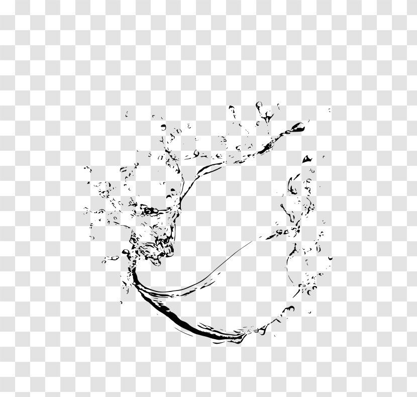 Water Splash Background - Layers - Monochrome Drawing Transparent PNG