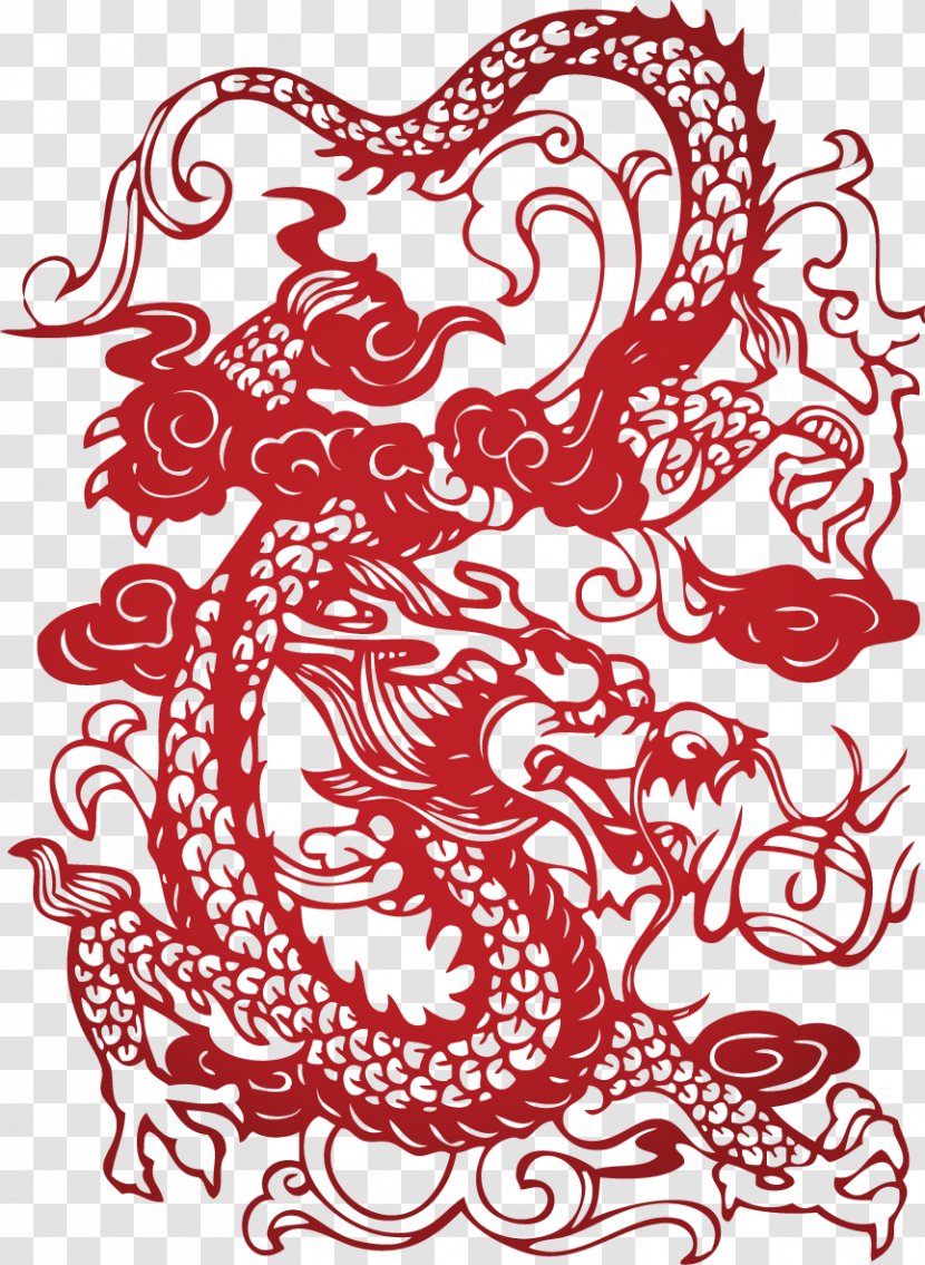 China T-shirt Dragon Illustration - Flower - Decorative Vector And Clouds Transparent PNG