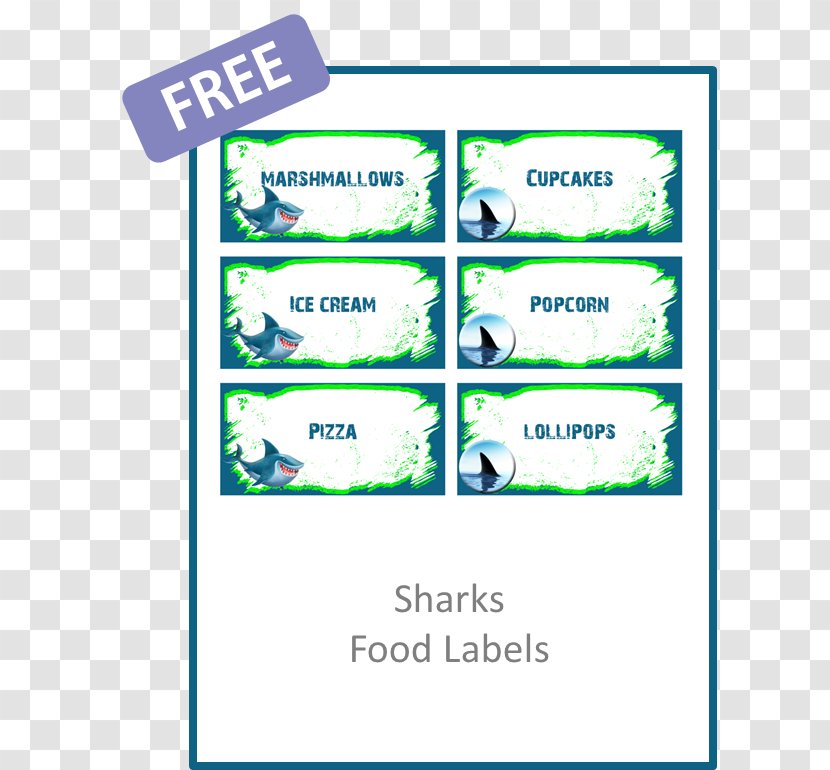 Shark Paper Label Party Birthday - Organism - Save The Date Ticket Transparent PNG