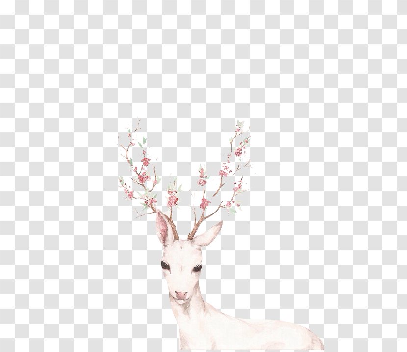 White-tailed Deer Drawing Red Tattoo - Unicorn Head Transparent PNG