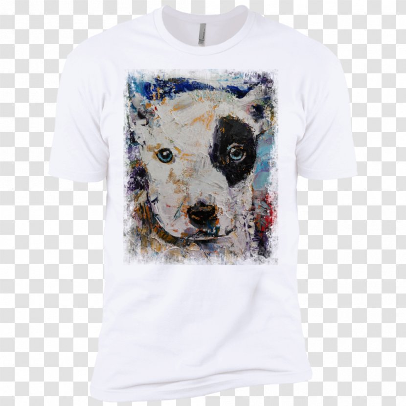 T-shirt Pit Bull Puppy Sleeve - White - Dog Transparent PNG