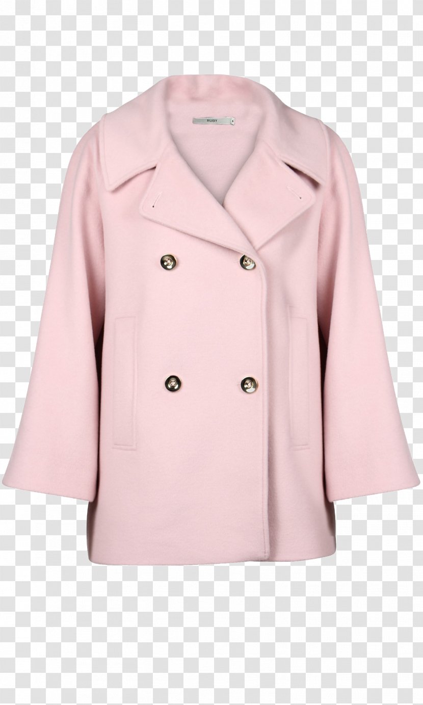 Trench Coat Outerwear Pink M Button Sleeve Transparent PNG