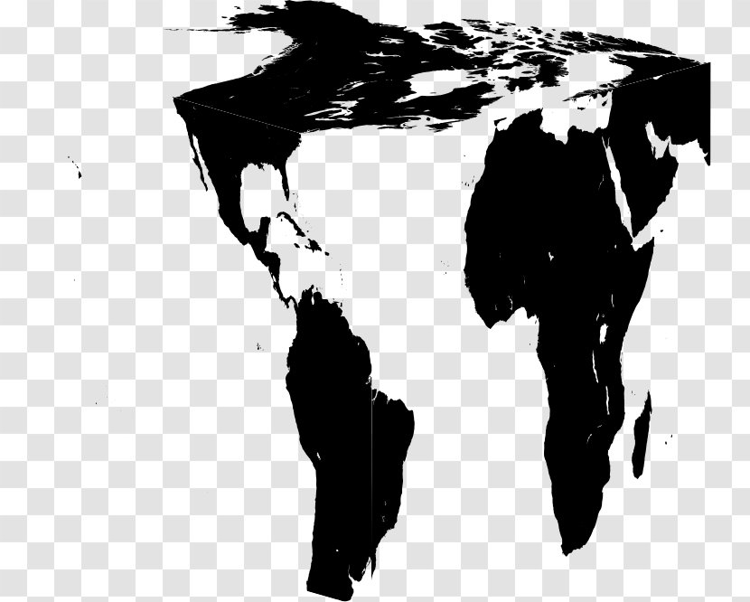 Earth Silhouette Black And White - Mythical Creature Transparent PNG