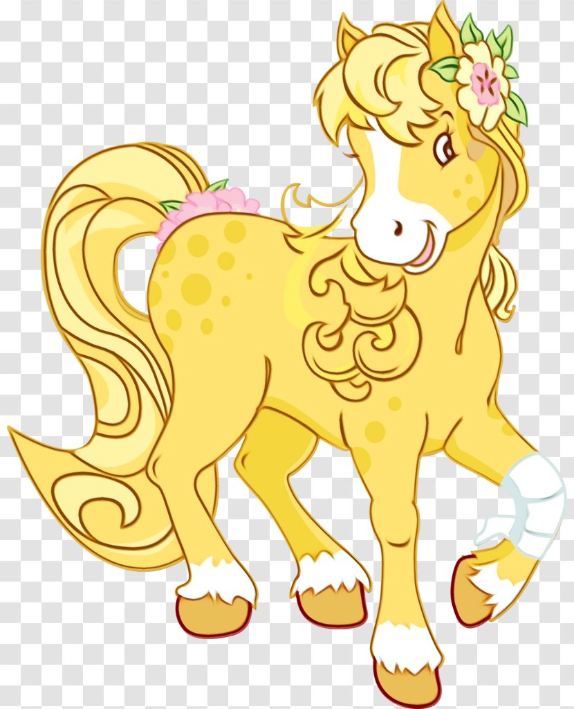 Hair Cartoon Horse Animal Figure Mane - Wet Ink - Fictional Character Yellow Transparent PNG