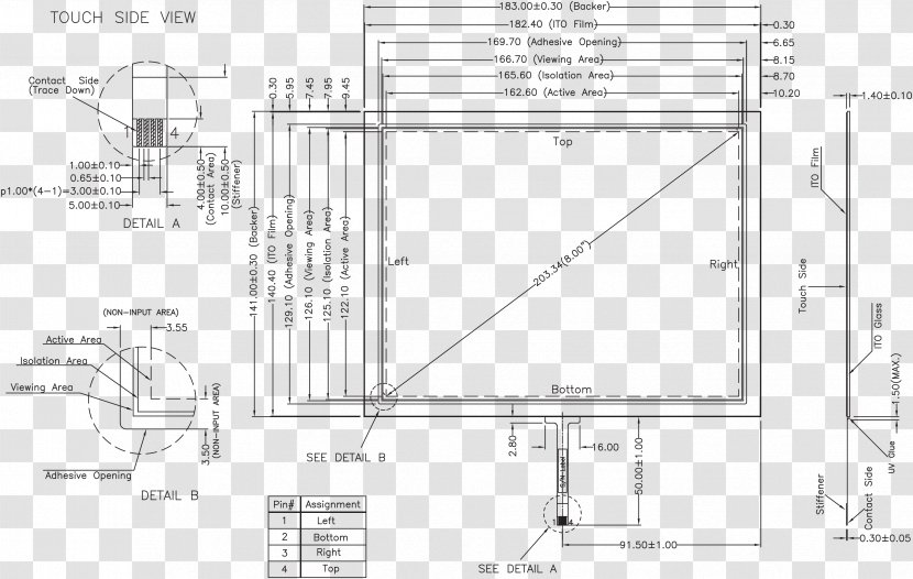 Technical Drawing Product Design Engineering Diagram - Black And White - Glass Display Panels Transparent PNG