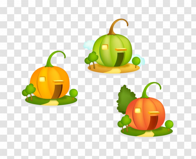 Pumpkin - Calabaza - Vector Cartoon Color House With Trees Transparent PNG