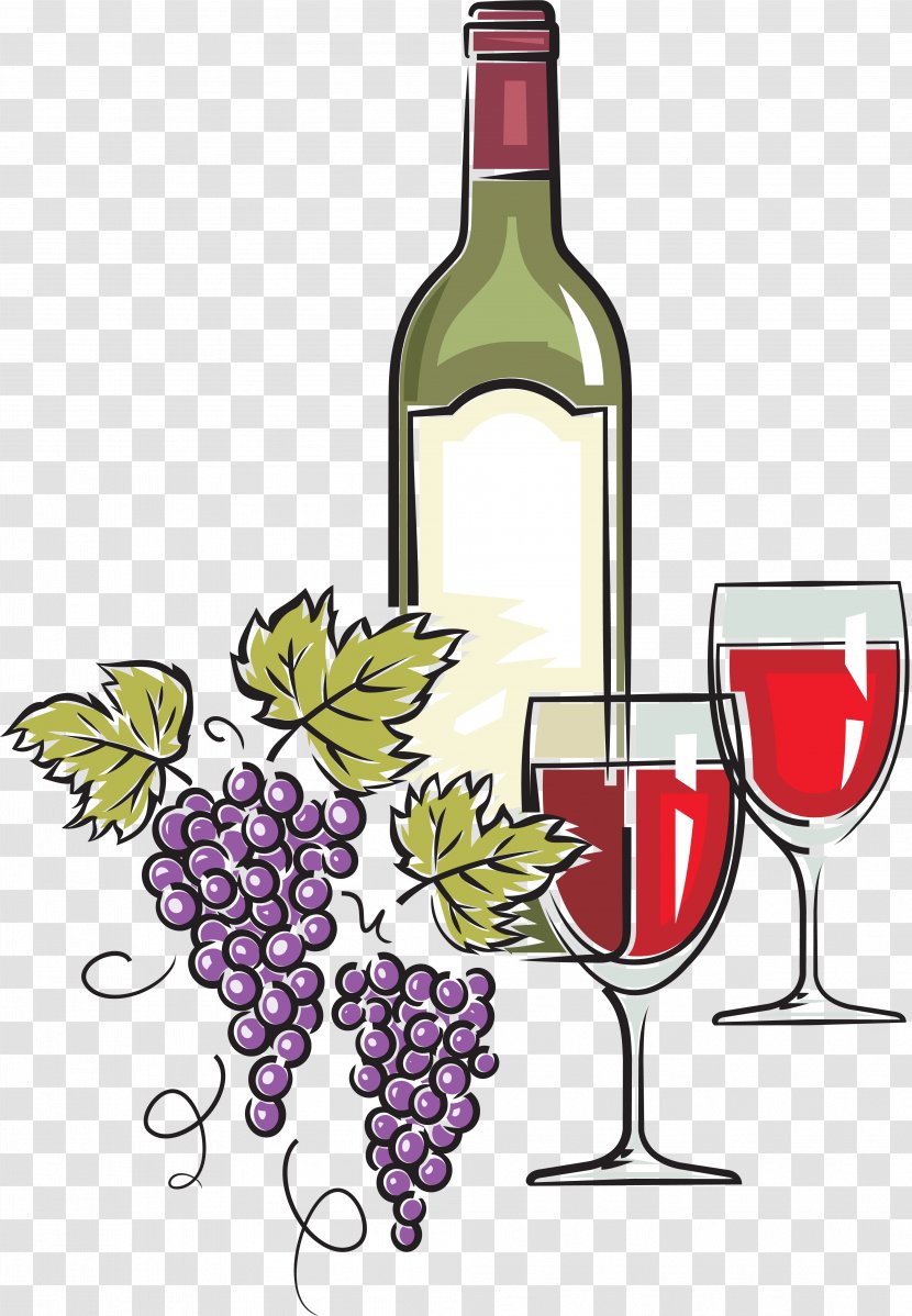Red Wine White Bottle Clip Art Transparent PNG