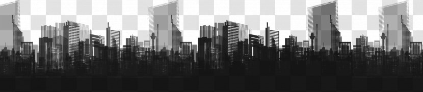 Cityscape 2D Computer Graphics - Black And White - HD Transparent PNG
