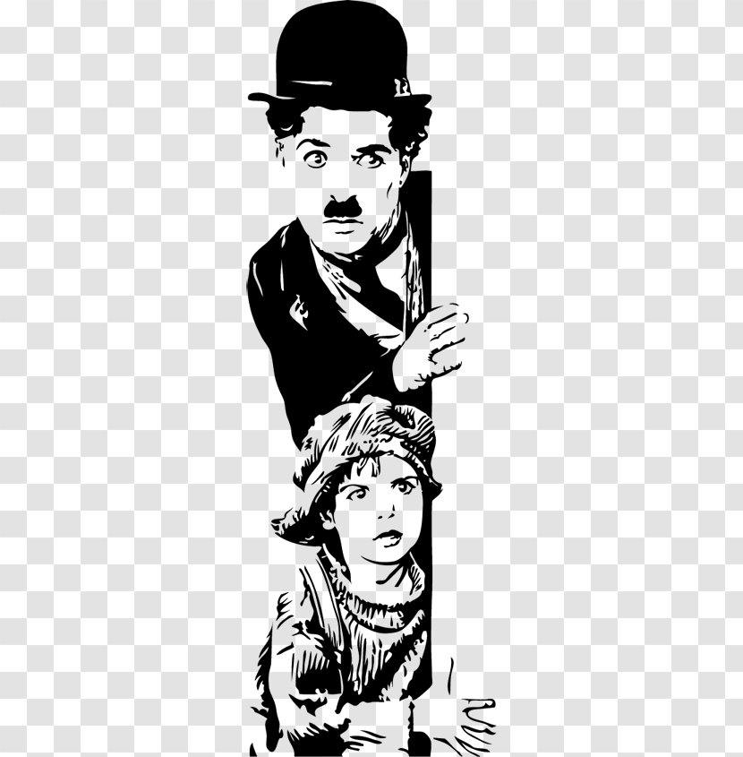 The Kid Tramp Stencil Drawing Silhouette - Male - Charlie Chaplin Transparent PNG