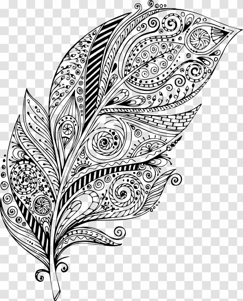 Vector Graphics Clip Art Feather Drawing - Blackandwhite Transparent PNG