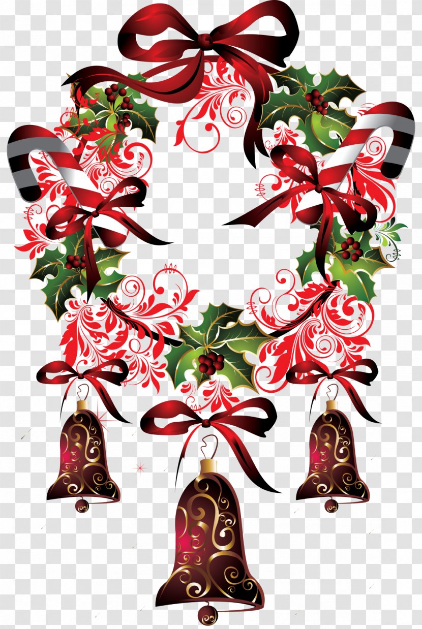 Wreath Christmas Tree Day Ornament Clip Art - Vintage Bell Transparent PNG