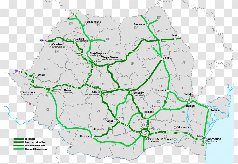 Rețeaua Rutieră Din România Pitești Controlled-access Highway Cluj-Napoca Autobahn - Romania - Road Transparent PNG