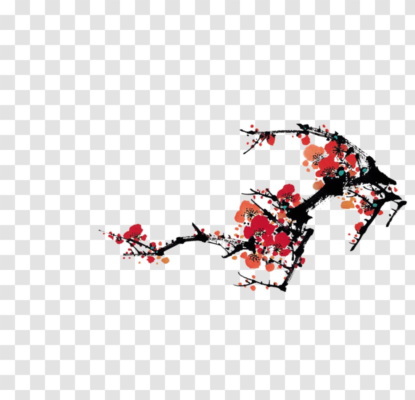 Plum Blossom Painting - Red - Flower Transparent PNG