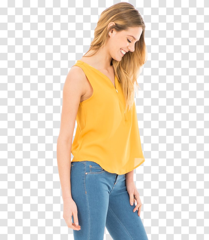 Blouse Sleeve Clothing Shirt Zipper - Yellow - Top Transparent PNG