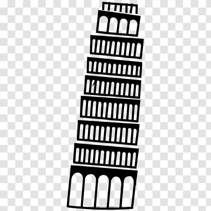 Leaning Tower Of Pisa Drawing Coloring Book Painting - Black Transparent PNG