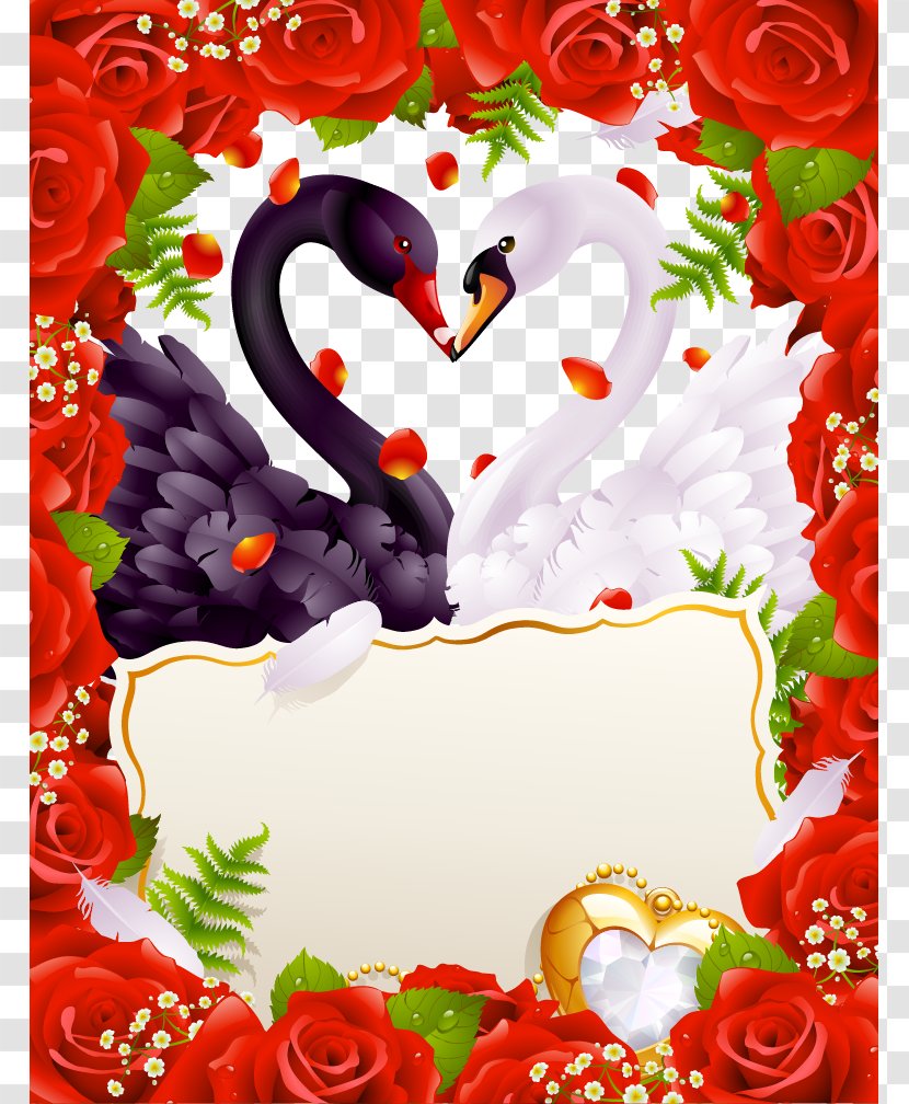 Wedding Invitation Greeting Card Valentines Day - Flora - Vector Swan Transparent PNG