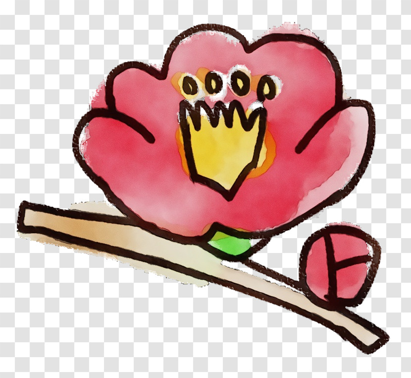 Pink Heart Cartoon Love Plant Transparent PNG