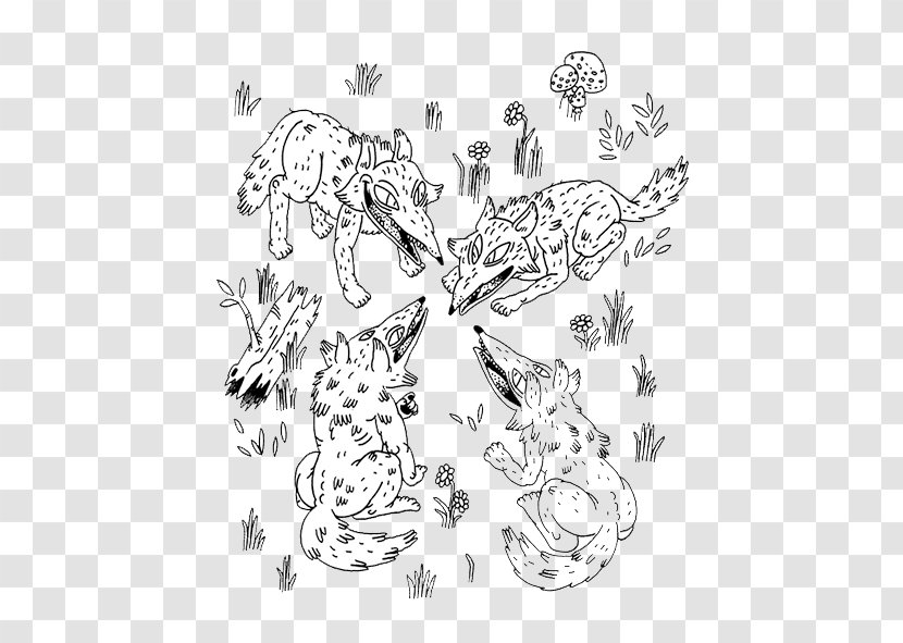 Black And White Drawing Sketch - Monochrome Photography - Fox Sitting Transparent PNG