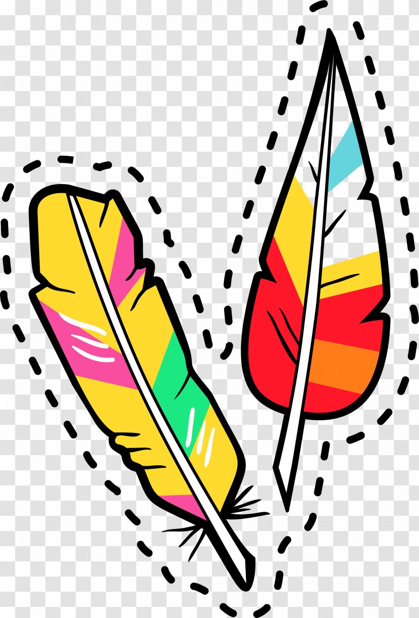 Cartoon Feather Clip Art - Colorful Transparent PNG