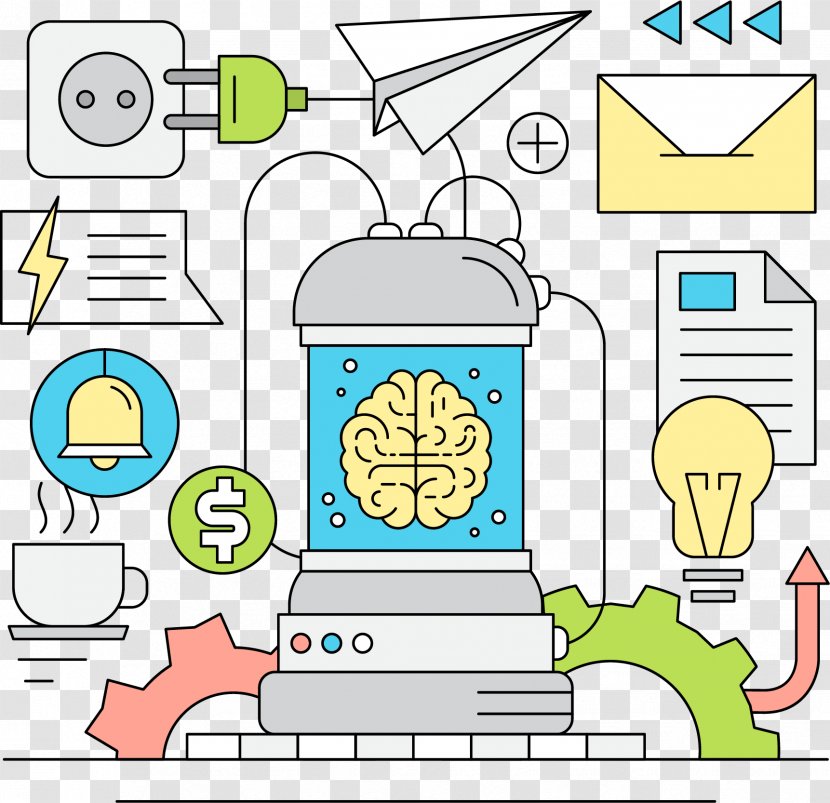 Euclidean Vector Illustration - Artwork - Rechargeable Brain Transparent PNG