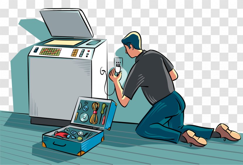 Photocopier Printing Illustration - Washing Machine Repair Workers Transparent PNG