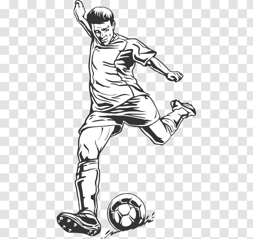 White Line Art Cartoon Clip - Vector Sports Football People Transparent PNG