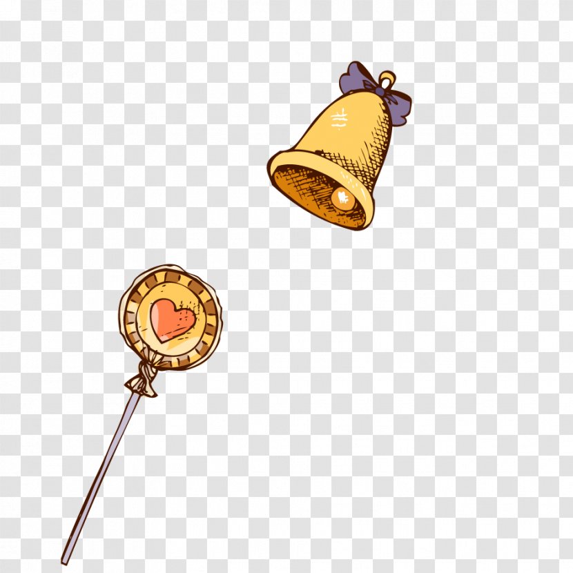 Drawing Illustration - Yellow - Colored Lollipop And Bells Vector Transparent PNG