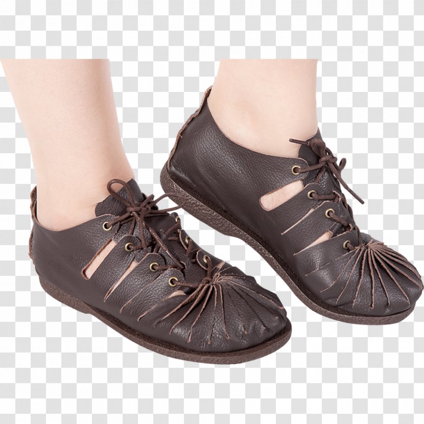 Brown Sandal High-heeled Shoe Boot - Purple Transparent PNG