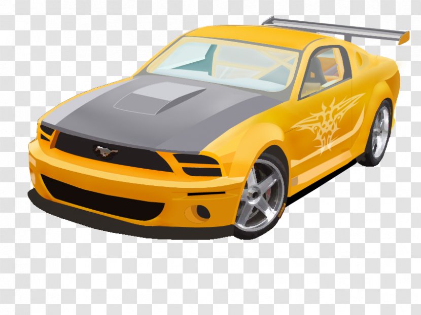 2005 Ford Mustang Sports Car GT - Yellow - Vector Transparent PNG