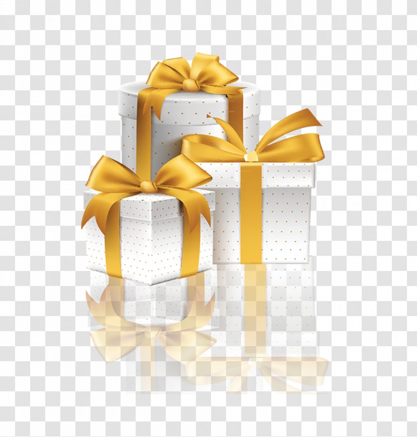 Gift Ribbon Illustration - Yellow - White Box Transparent PNG