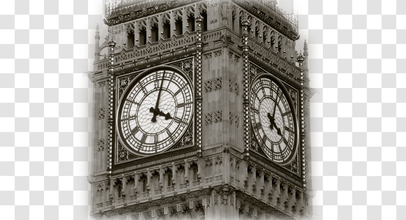Big Ben Clock Tower Photography Black And White Landmark - Architecture Transparent PNG