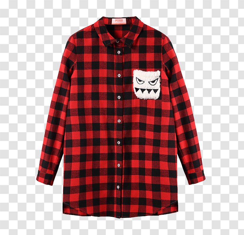 Hoodie Long-sleeved T-shirt Blouse - Sleeve - Red Plaid Shirt Transparent PNG