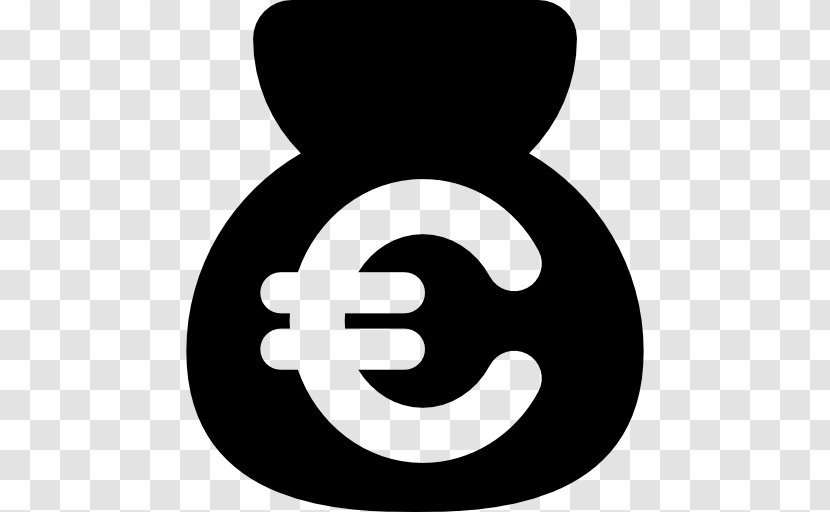 Money Bag Euro Sign Currency Symbol - Black And White Transparent PNG