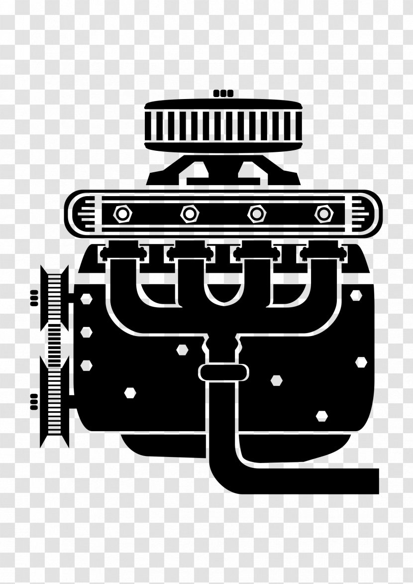 Car Engine Clip Art - Black And White Transparent PNG