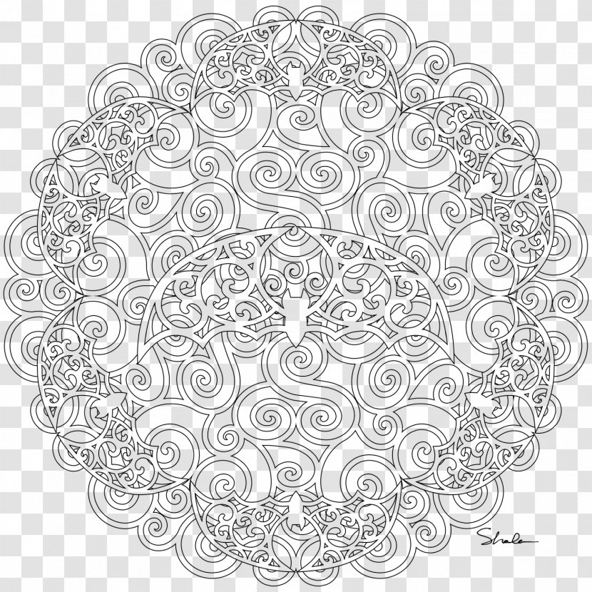 Circle Line Art White Font - Black And - Crochet Lace Transparent PNG
