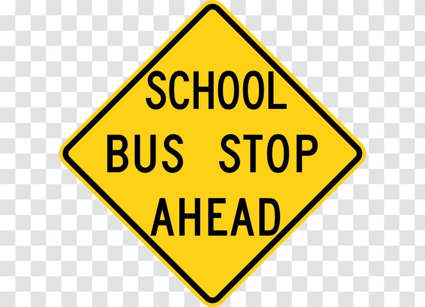 Student School Zone Traffic Sign - Warning - Cartoon Pictures Of Buses Transparent PNG