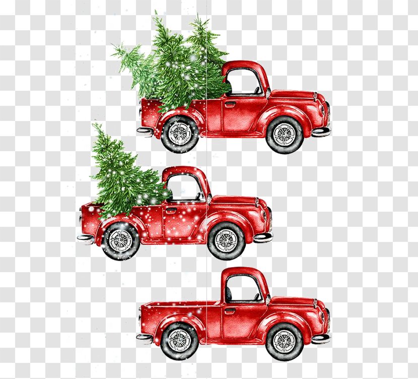 Car Watercolor Painting Christmas - Cartoon Transparent PNG