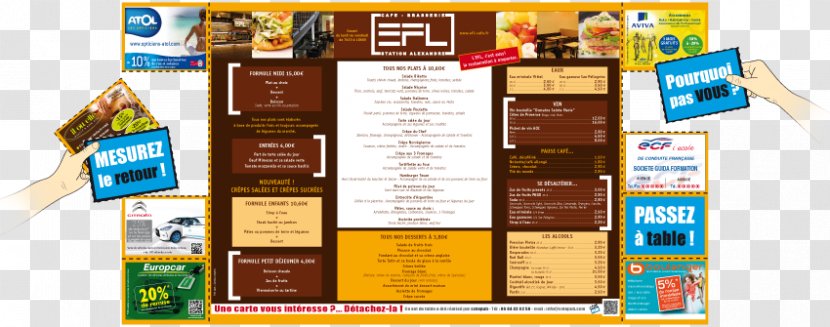 Table Advertising Place Mats Menu Restaurant - Paper - Flyer Transparent PNG