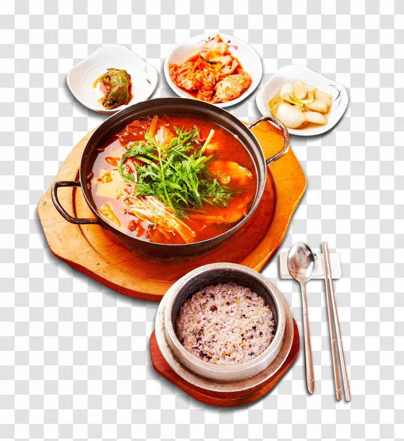 Korean Cuisine Chicken Curry Hot Pot Fried - Spicy Rice Spoon Chopsticks Transparent PNG