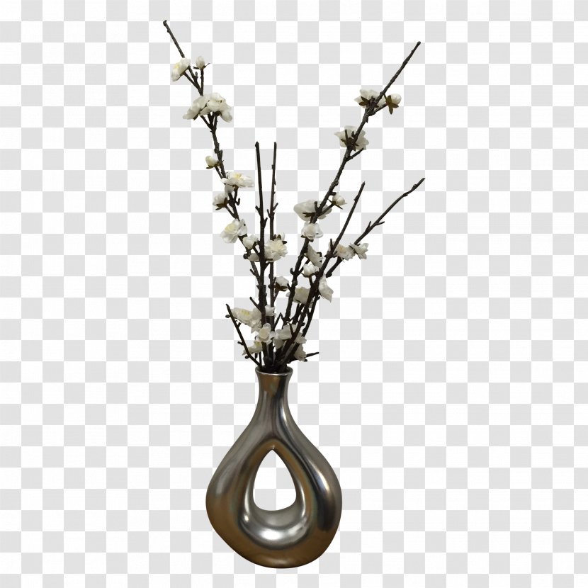 Vase Flower Silver Metal Plant Stem - Twig - Japanese Style Transparent PNG