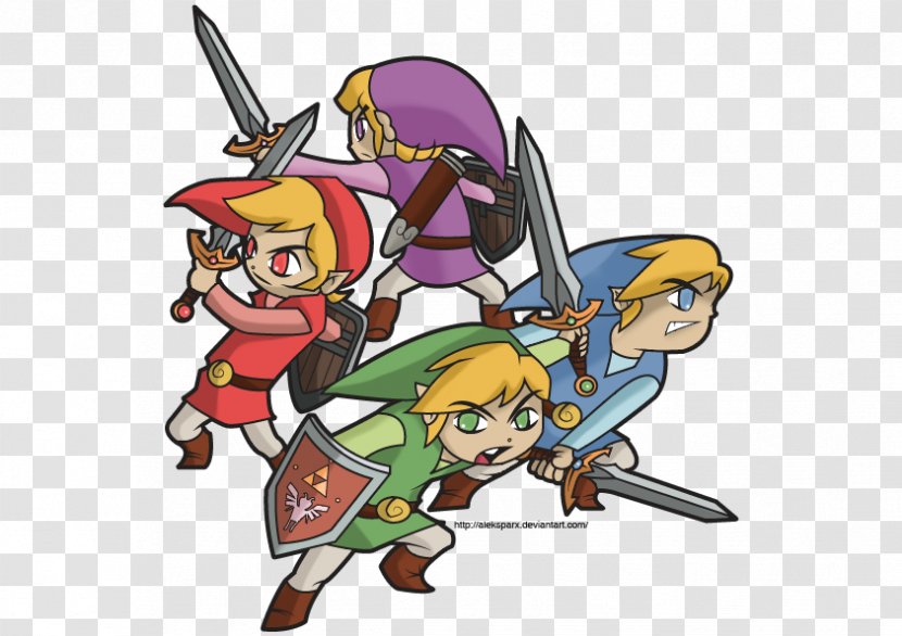 The Legend Of Zelda: Four Swords Adventures A Link To Past And Skyward Sword - Cartoon - Watercolor Transparent PNG