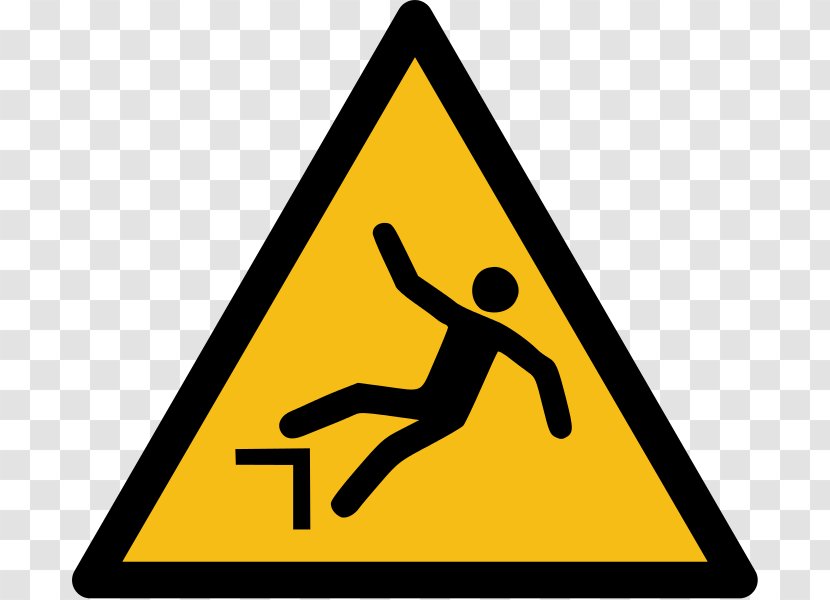 Falling Hazard Symbol Fall Protection Warning Sign - Occupational Safety And Health - Gilt Transparent PNG