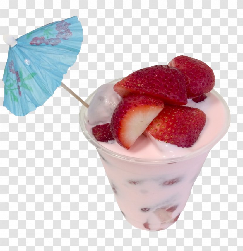 Sundae Frozen Yogurt Cream Snow Cone Cocktail Garnish - Ice - Strawberry Transparent PNG