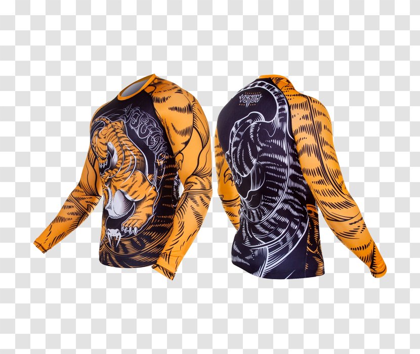 Venum VENUM Tiger Rash Guard L/S Black Orange Rashguard Santa Muerte 2.0 Shirt - Fight Transparent PNG