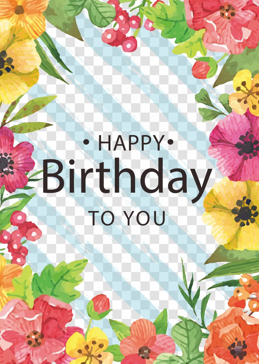Flower Watercolor Painting Birthday - Plant - Hand-painted Card Transparent PNG