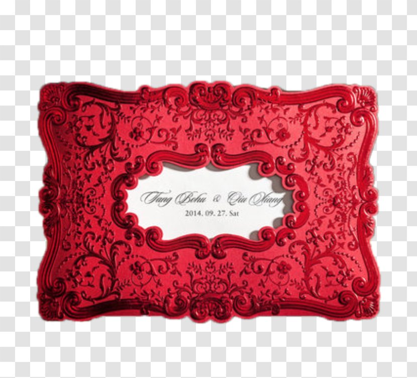 Wedding Invitation Paper Embossing Greeting Card - Red Pattern Table Transparent PNG