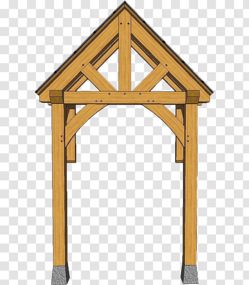 King Post Porch Queen Timber Roof Truss - Wood - Design Transparent PNG