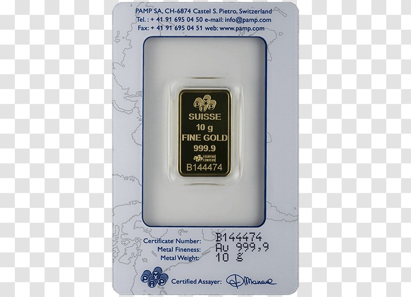 Gold Bar PAMP Bullion Platinum Metal - Hardware Transparent PNG