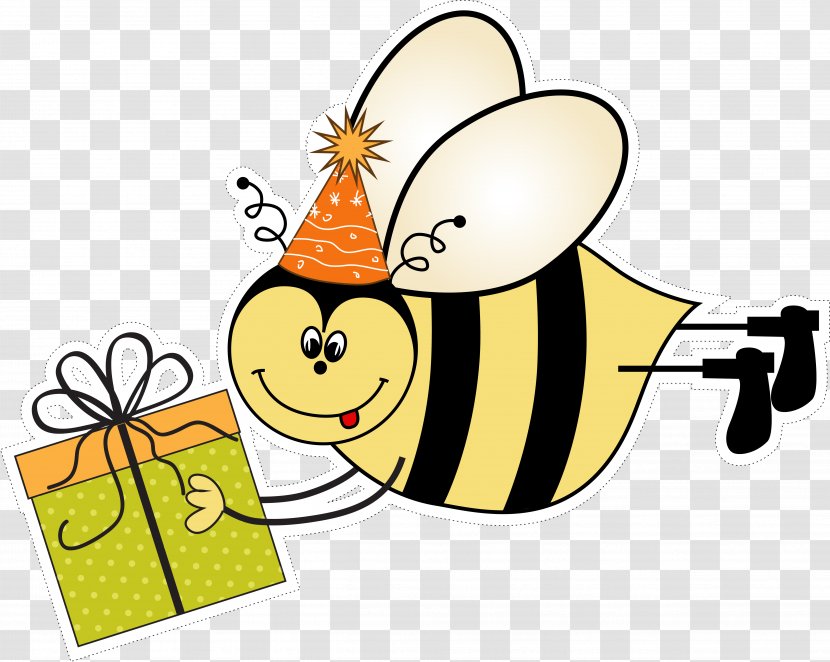 Wedding Invitation Greeting Card Birthday E-card - Postcard - Cartoon Bees Holding A Gift Vector Illustration Transparent PNG