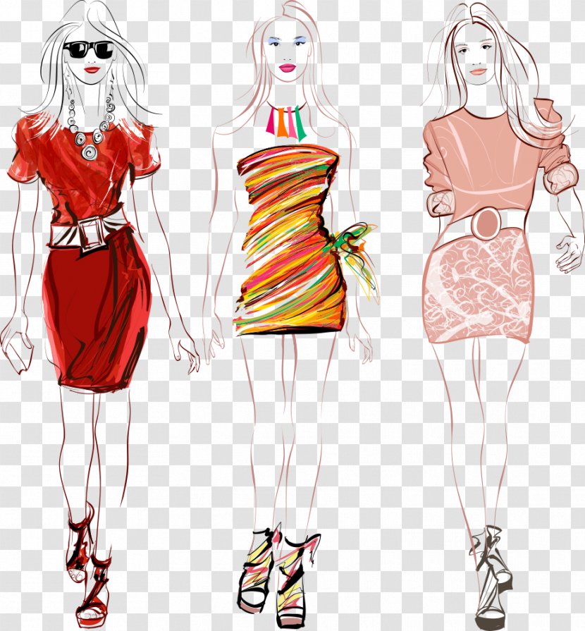Fashion Show Clip Art - Cartoon - Vector Colored Dresses Beauty Transparent PNG